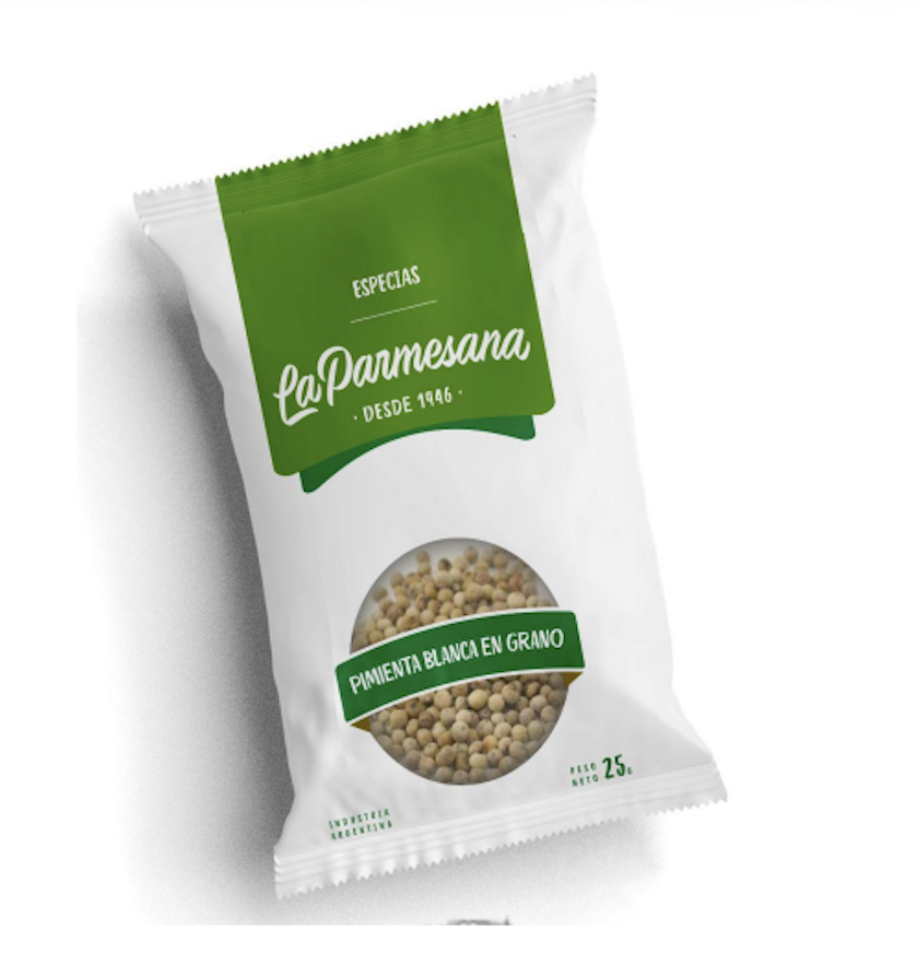 Especias marca ''La parmesana'' pimienta blanca en grano