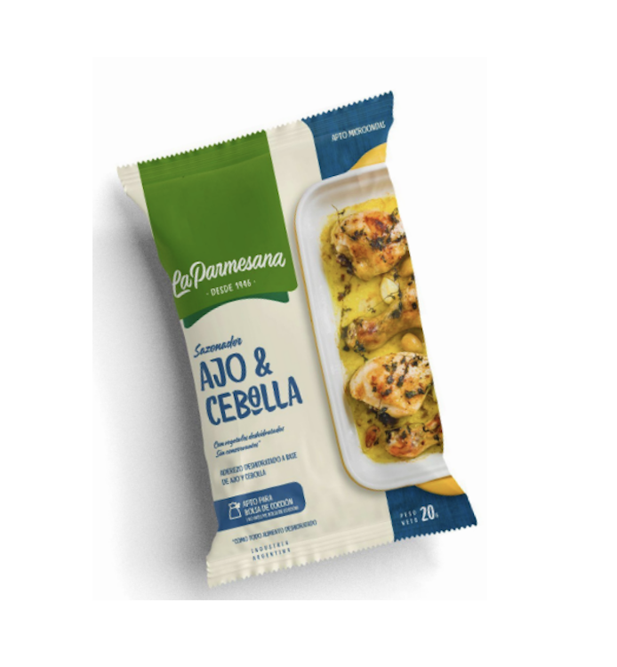 Sazonador marca ''La parmesana'' ajo y cebolla