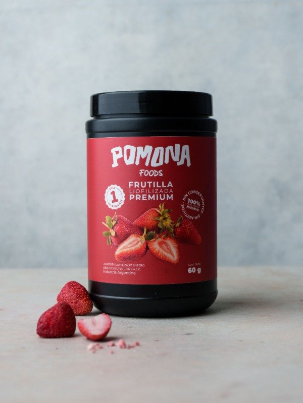 Fruta liofilizada marca ''Pomona foods'' frutilla