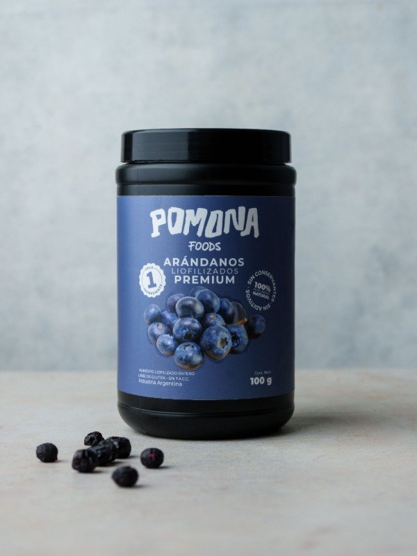 Fruta liofilizada marca ''Pomona foods'' arándanos