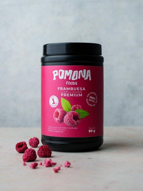 Fruta liofilizada marca ''Pomona foods'' frambuesa
